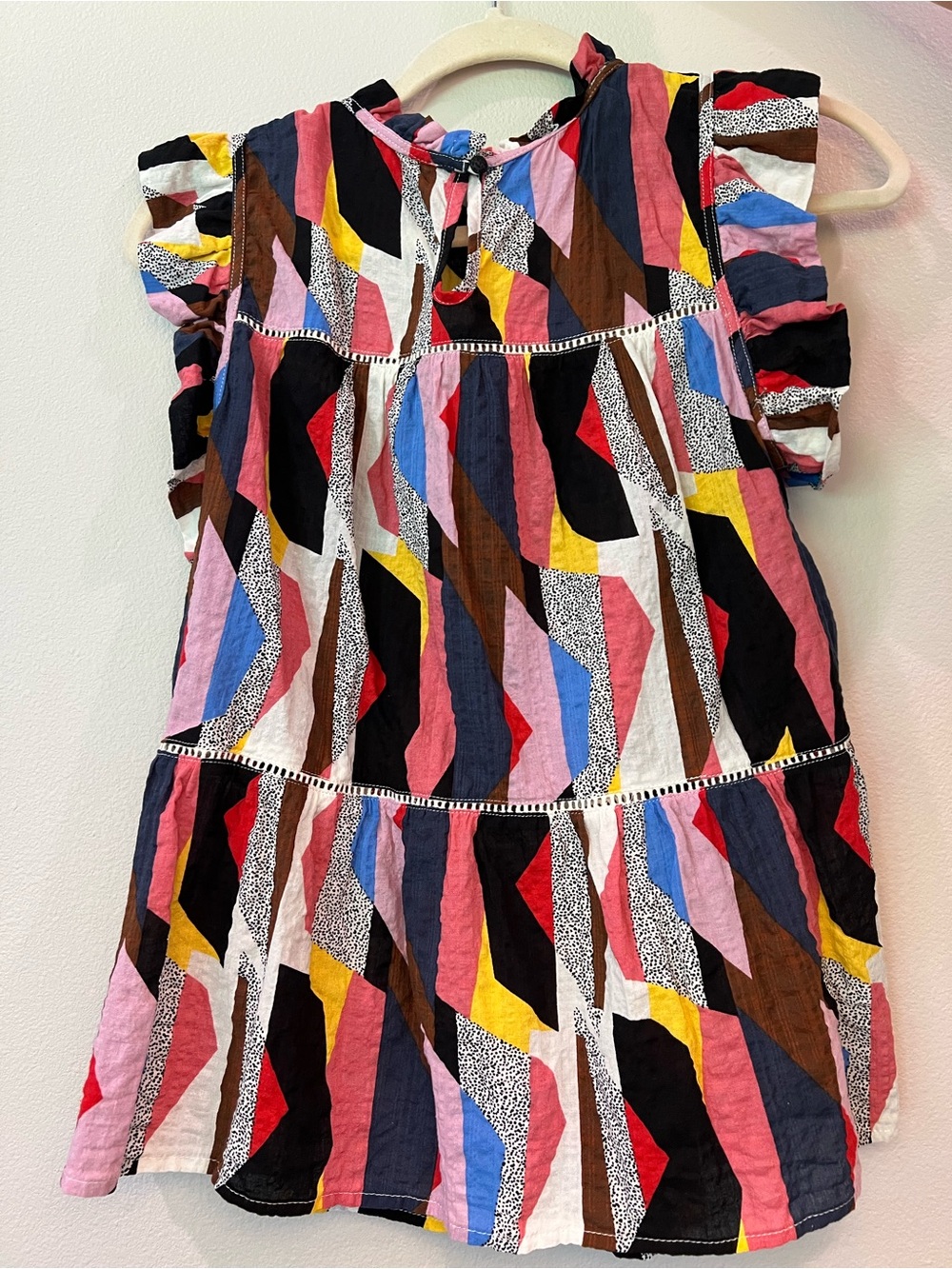 THML Multicolor Abstract Print Ruffle Neck Blouse - Picture 2 of 4
